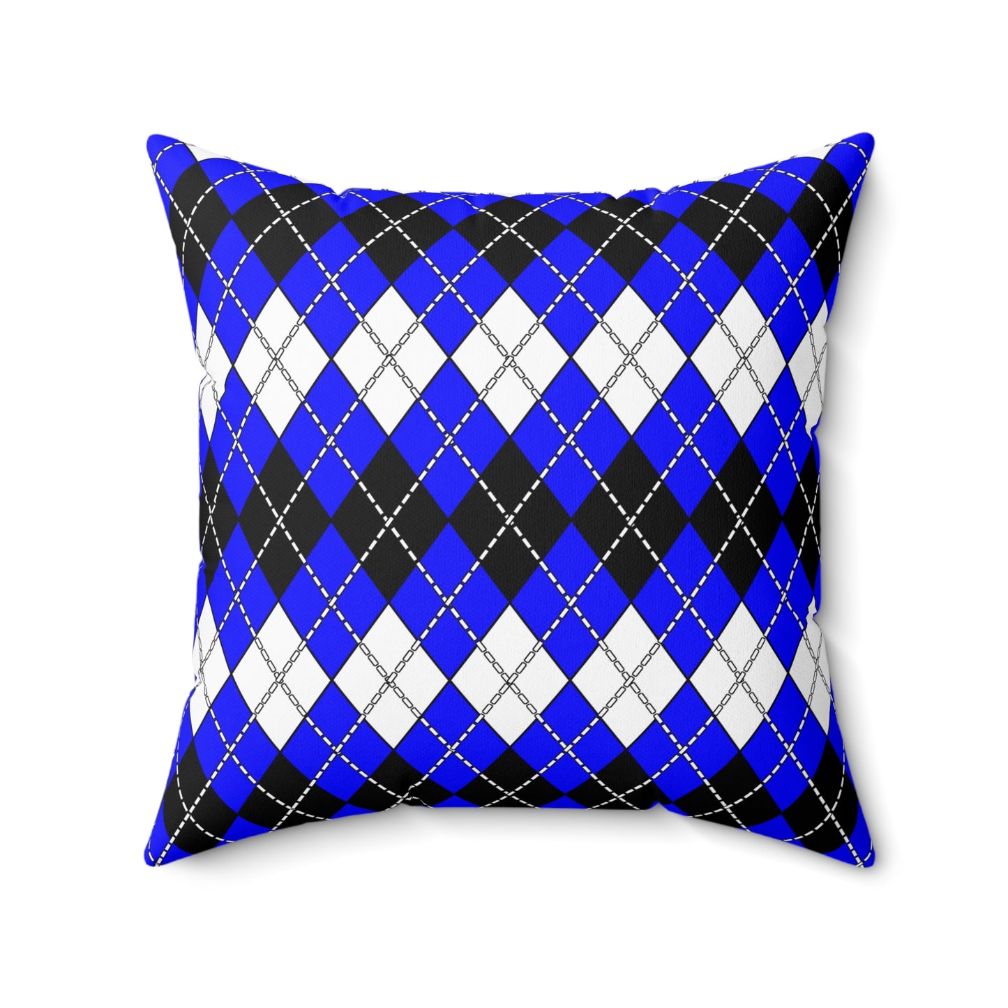 Blue, Black, White Retro Argyle Cushion Pillow