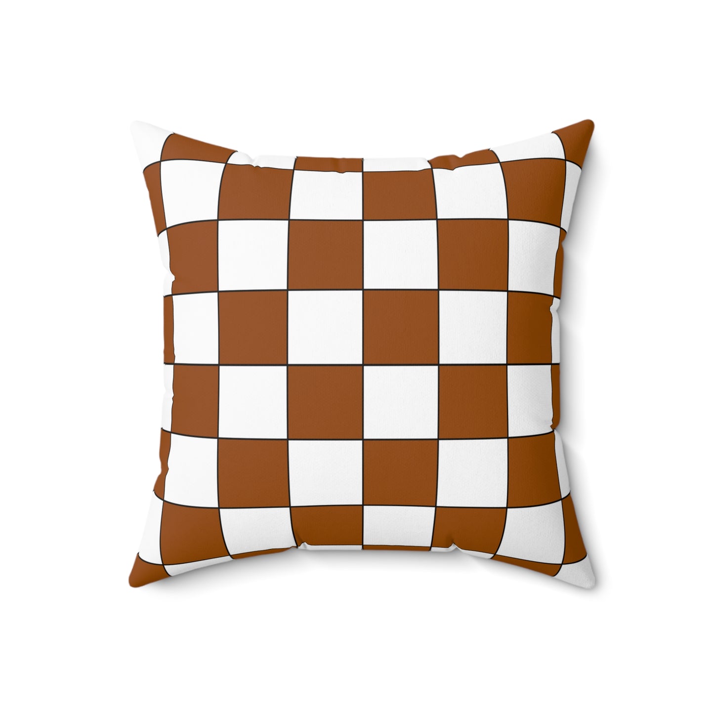 Brown, White Retro Check Cushion Pillow