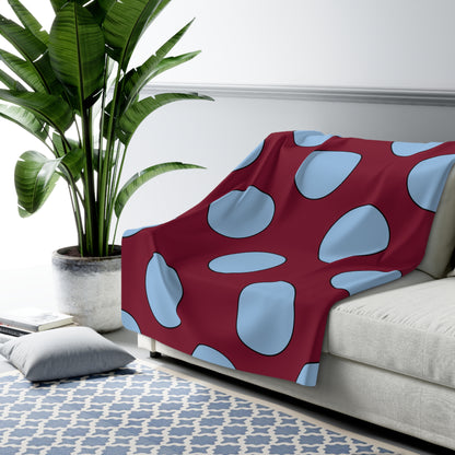 Claret, Blue Retro Polka Blanket Throw