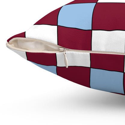 Claret, Blue, White Retro Check Cushion Pillow