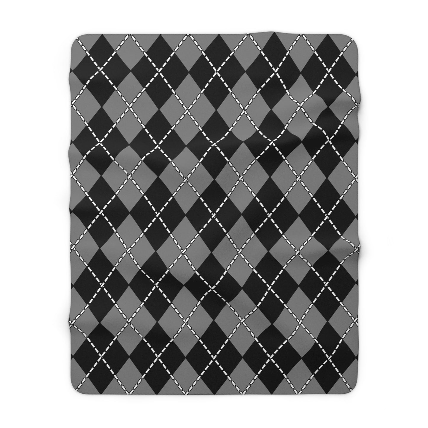 Grey, Black Retro Argyle Blanket Throw