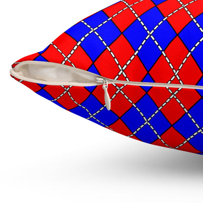 Red, Blue Retro Argyle Cushion Pillow