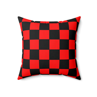 Red, Black Retro Check Cushion Pillow