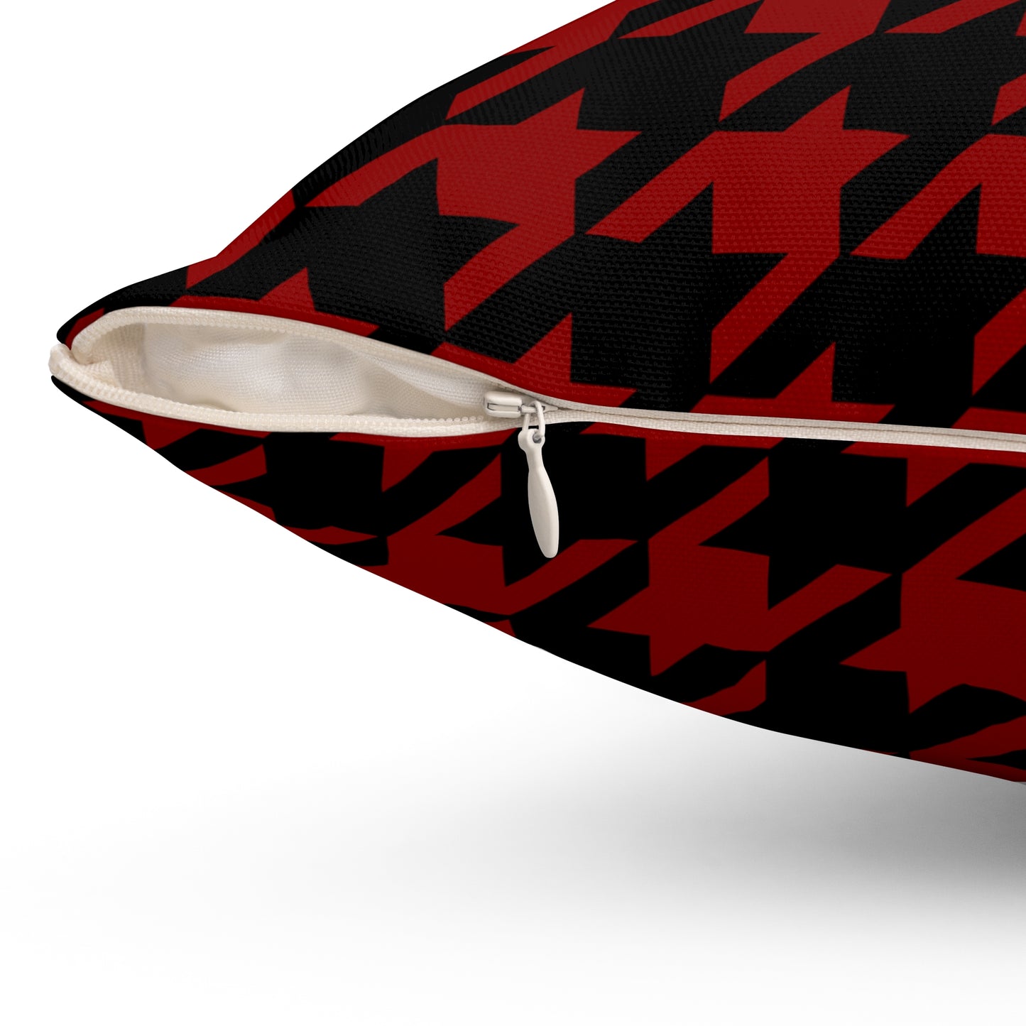 Dark Red, Black Retro Houndstooth Cushion Pillow