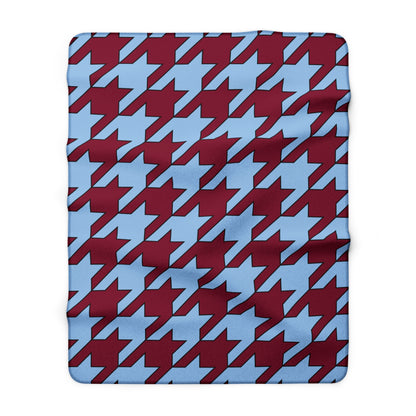 Claret, Blue Retro Houndstooth Blanket Throw
