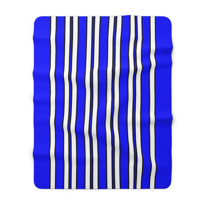 Blue, White Retro Stripes Blanket Throw