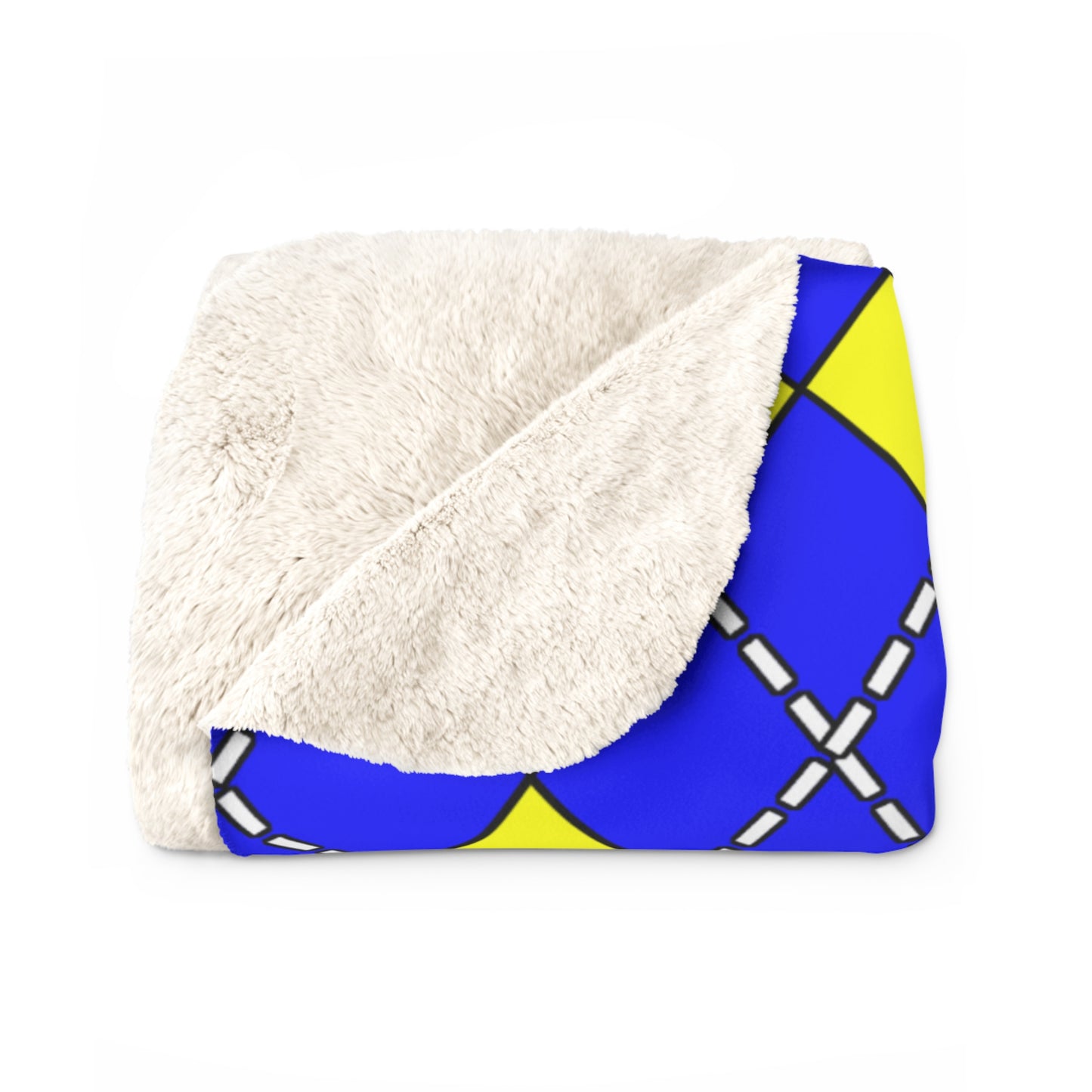 Blue, Yellow Retro Argyle Blanket Throw