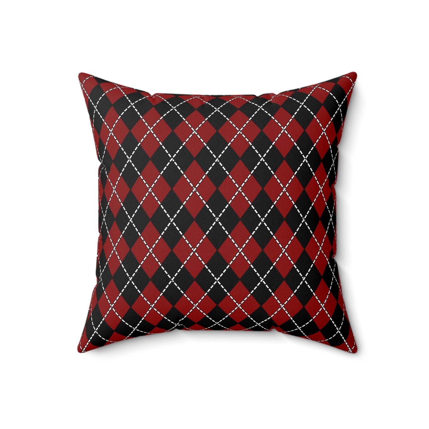 Dark Red, Black Retro Argyle Cushion Pillow