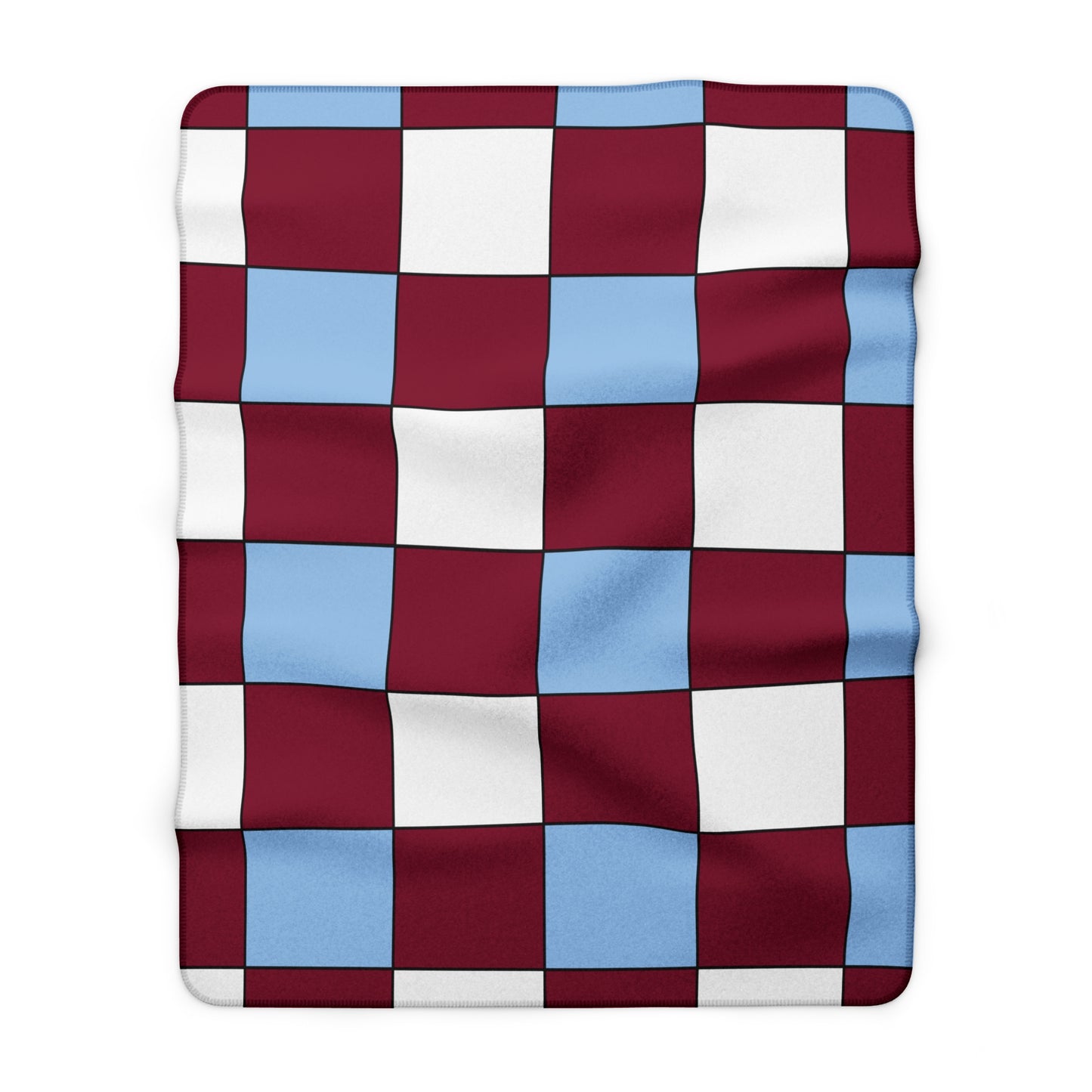 Claret, Blue, White Retro Check Blanket Throw