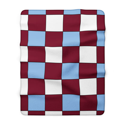 Claret, Blue, White Retro Check Blanket Throw