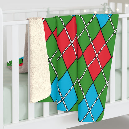 Azerbaijan Retro Argyle Blanket Throw
