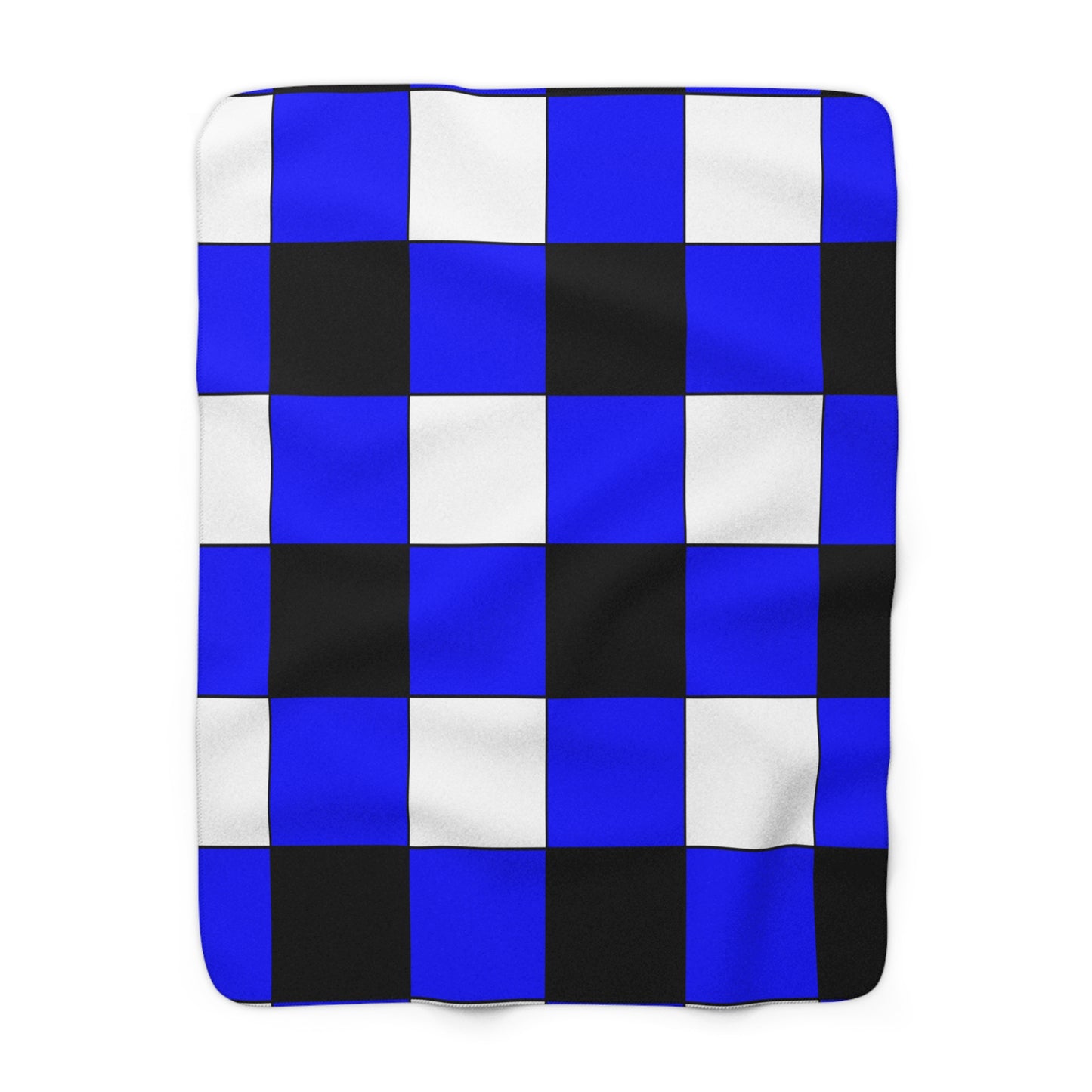 Blue, Black, White Retro Check Blanket Throw
