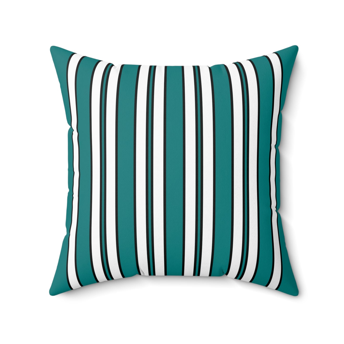 Teal, White Retro Stripes Cushion Pillow