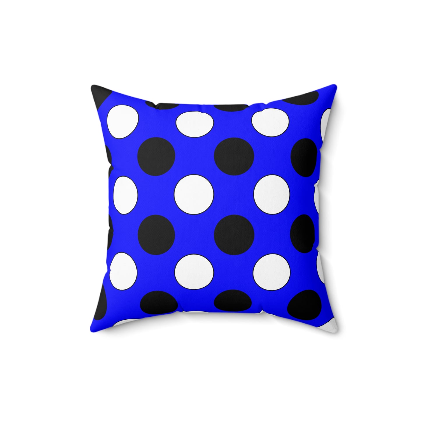 Blue, Black, White Retro Polka Dots Cushion Pillow