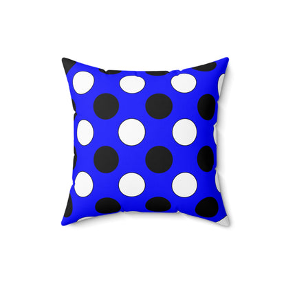 Blue, Black, White Retro Polka Dots Cushion Pillow