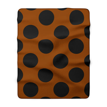 Brown, Black Retro Polka Dots Blanket Throw