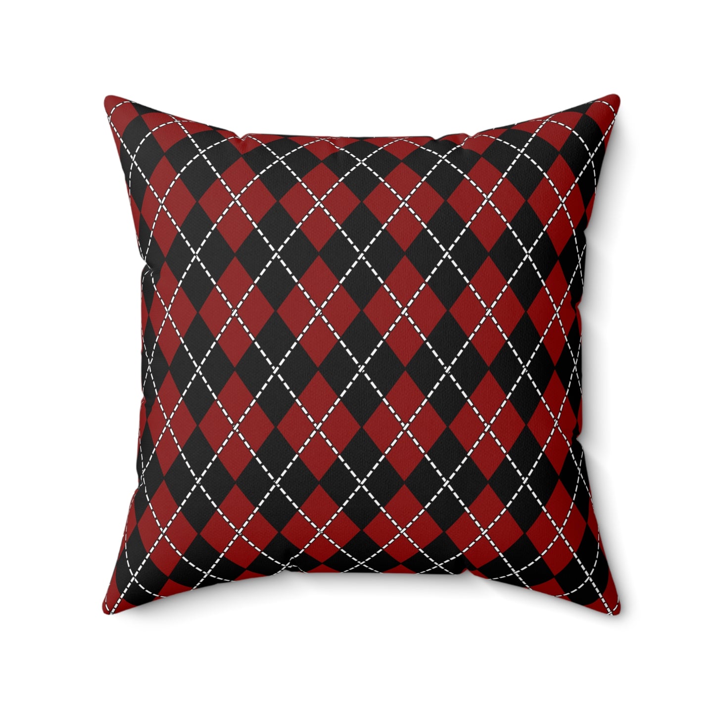 Dark Red, Black Retro Argyle Cushion Pillow