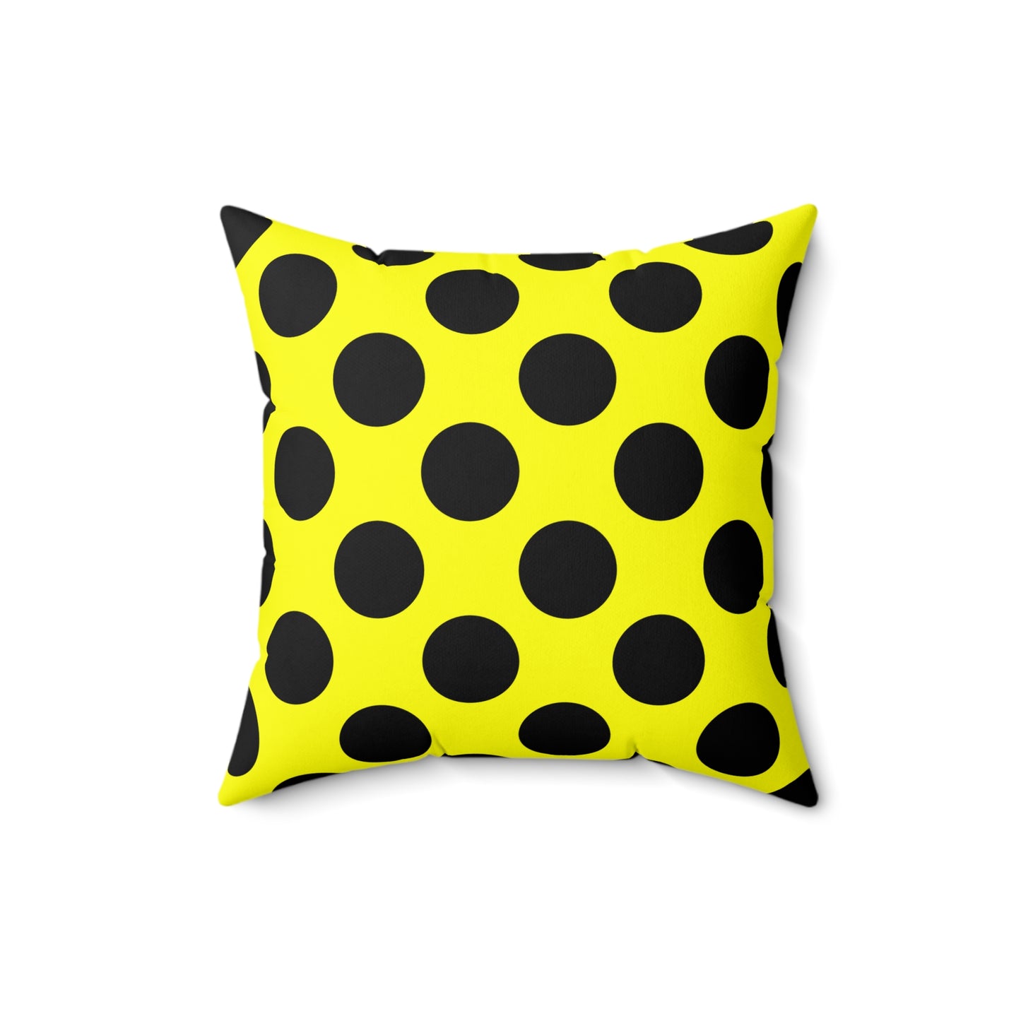 Yellow, Black Retro Polka Dots Cushion Pillow