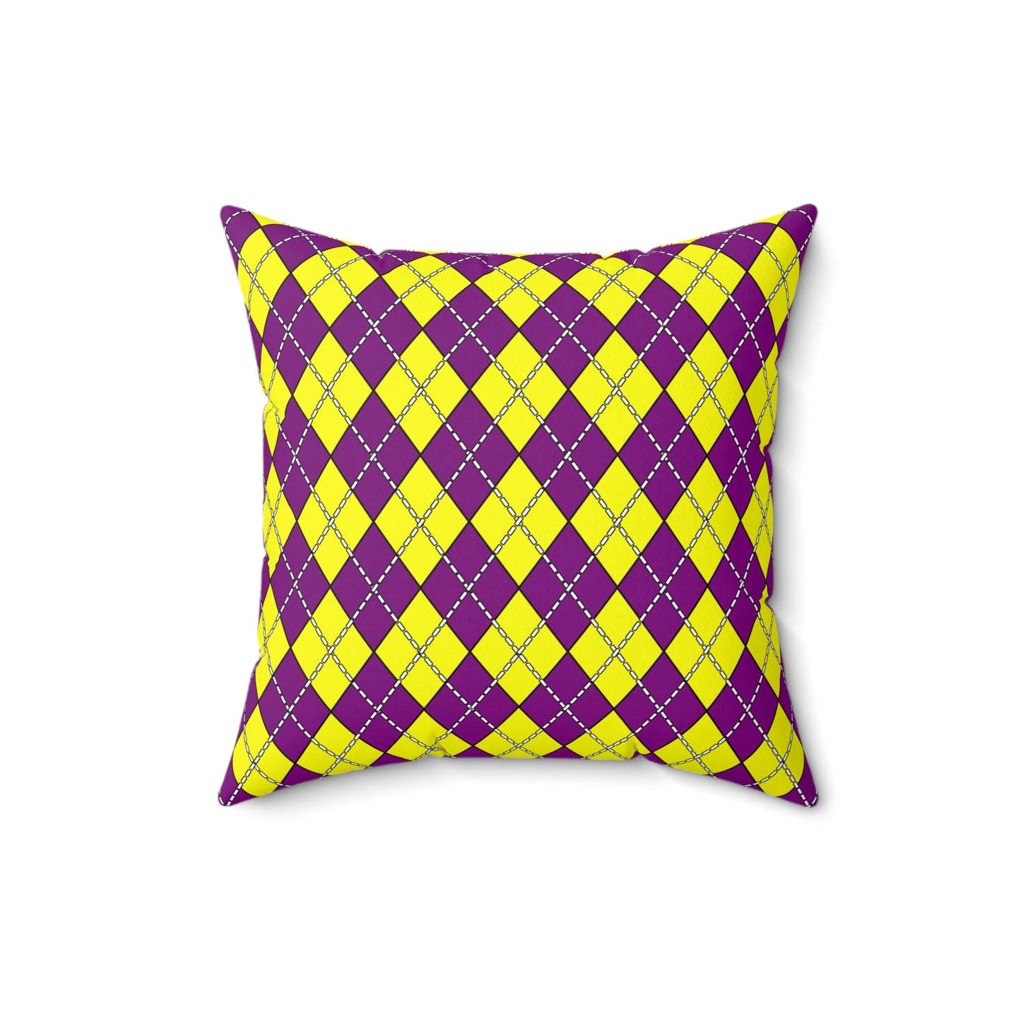 Purple, Yellow Retro Argyle Cushion Pillow