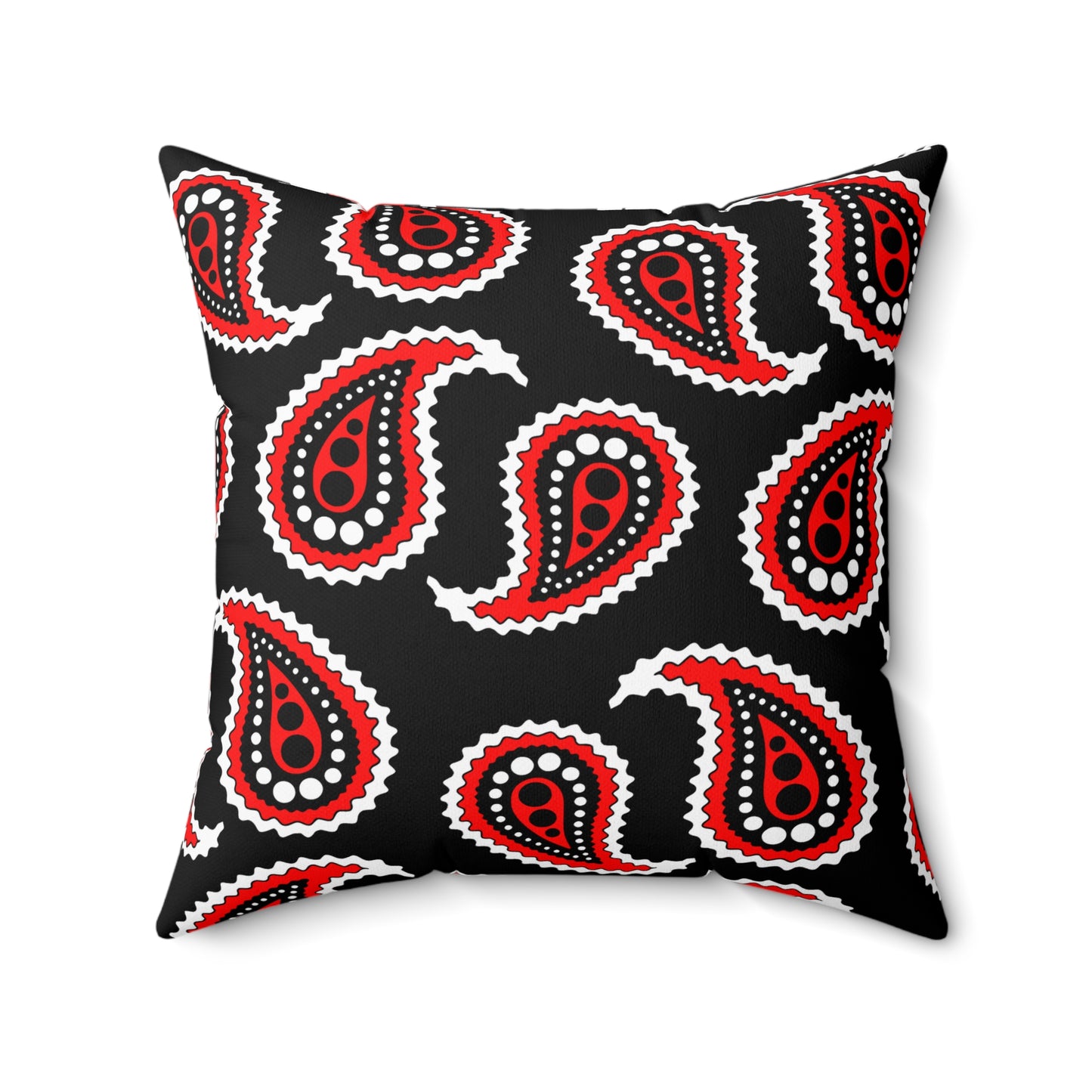 Black, White, Red Retro Paisley Cushion Pillow