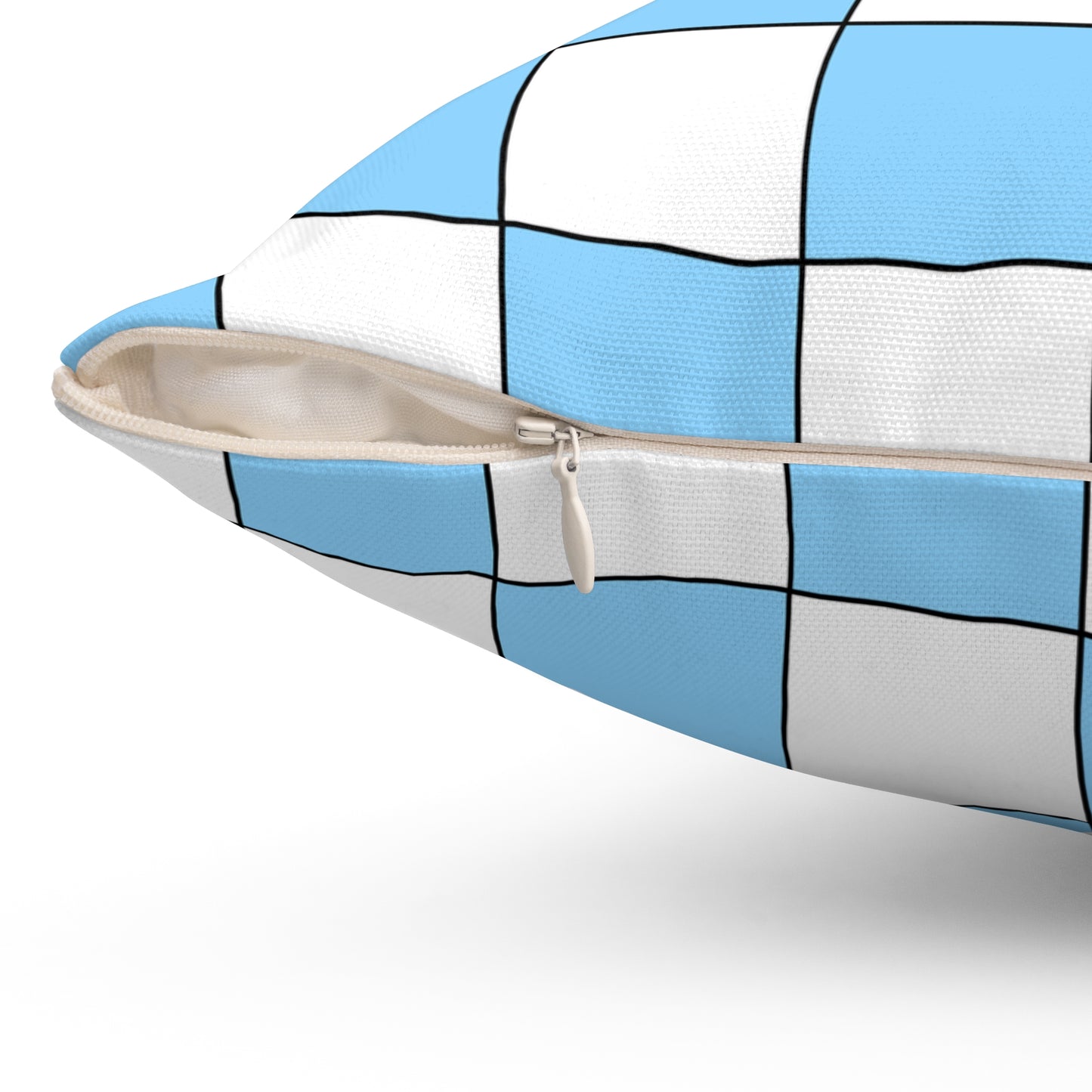 Light Blue, White Retro Check Cushion Pillow