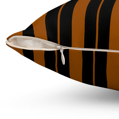 Brown, Black Retro Stripes Cushion Pillow