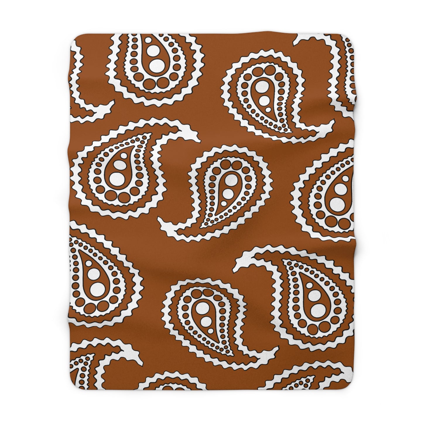 Brown, White Retro Paisley Blanket Throw