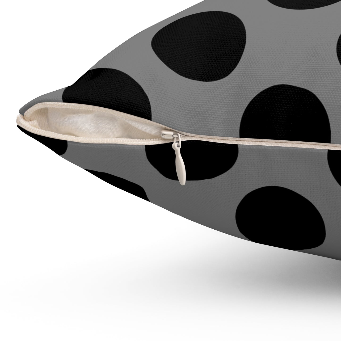 Grey, Black Retro Polka Dots Cushion Pillow