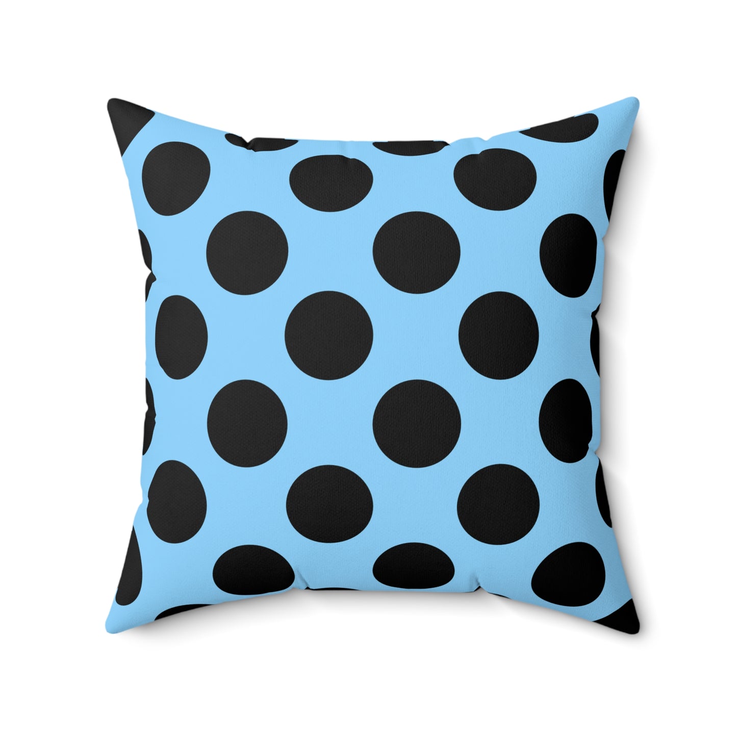 Light Blue, Black Retro Polka Dots Cushion Pillow