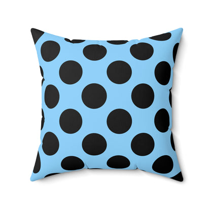 Light Blue, Black Retro Polka Dots Cushion Pillow