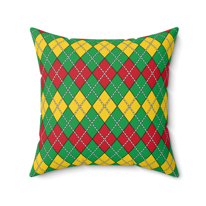 Guinea Bissau Retro Argyle Cushion Pillow