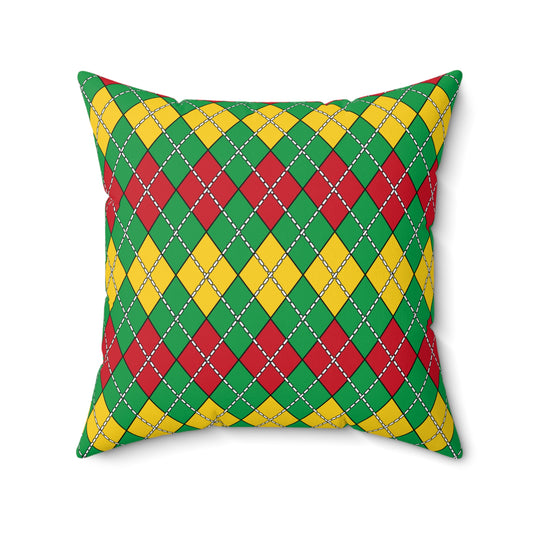 Guinea Bissau Retro Argyle Cushion Pillow
