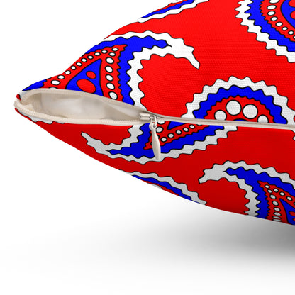 Red, White, Blue Retro Paisley Cushion Pillow