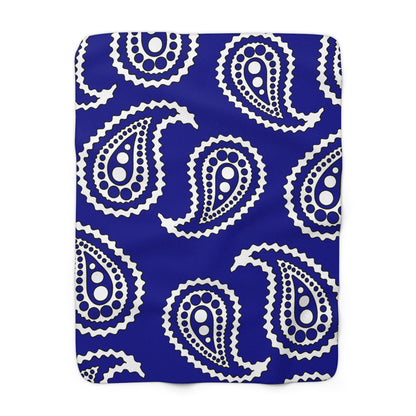 Dark Blue, White Retro Paisley Blanket Throw