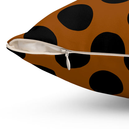 Brown, Black Retro Polka Dots Cushion Pillow