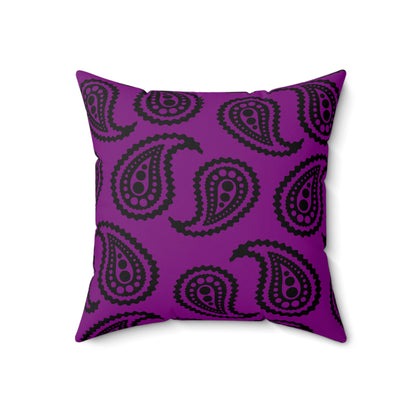 Purple, Black Retro Paisley Cushion Pillow