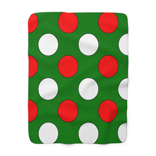 Green, White, Red Retro Polka Dots Blanket Throw