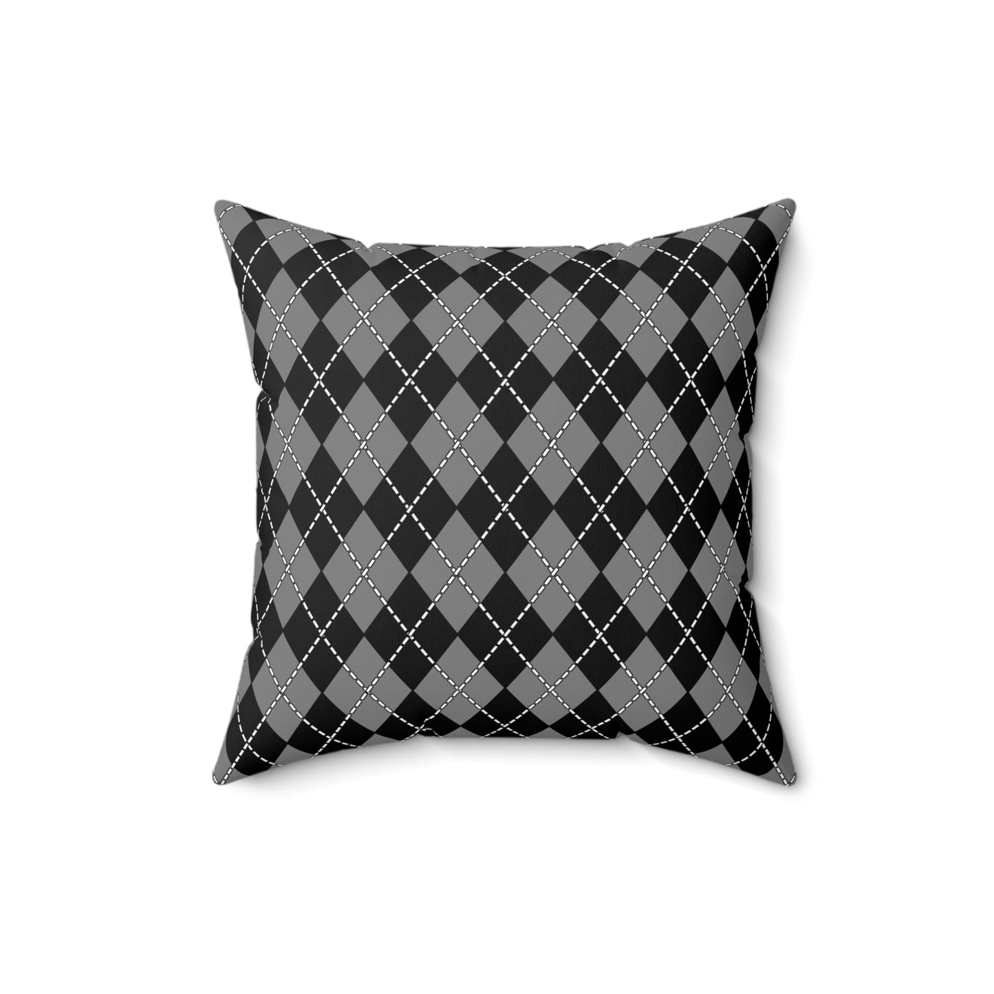Grey, Black Retro Argyle Cushion Pillow