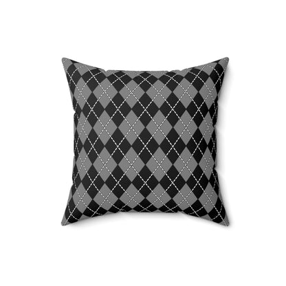 Grey, Black Retro Argyle Cushion Pillow