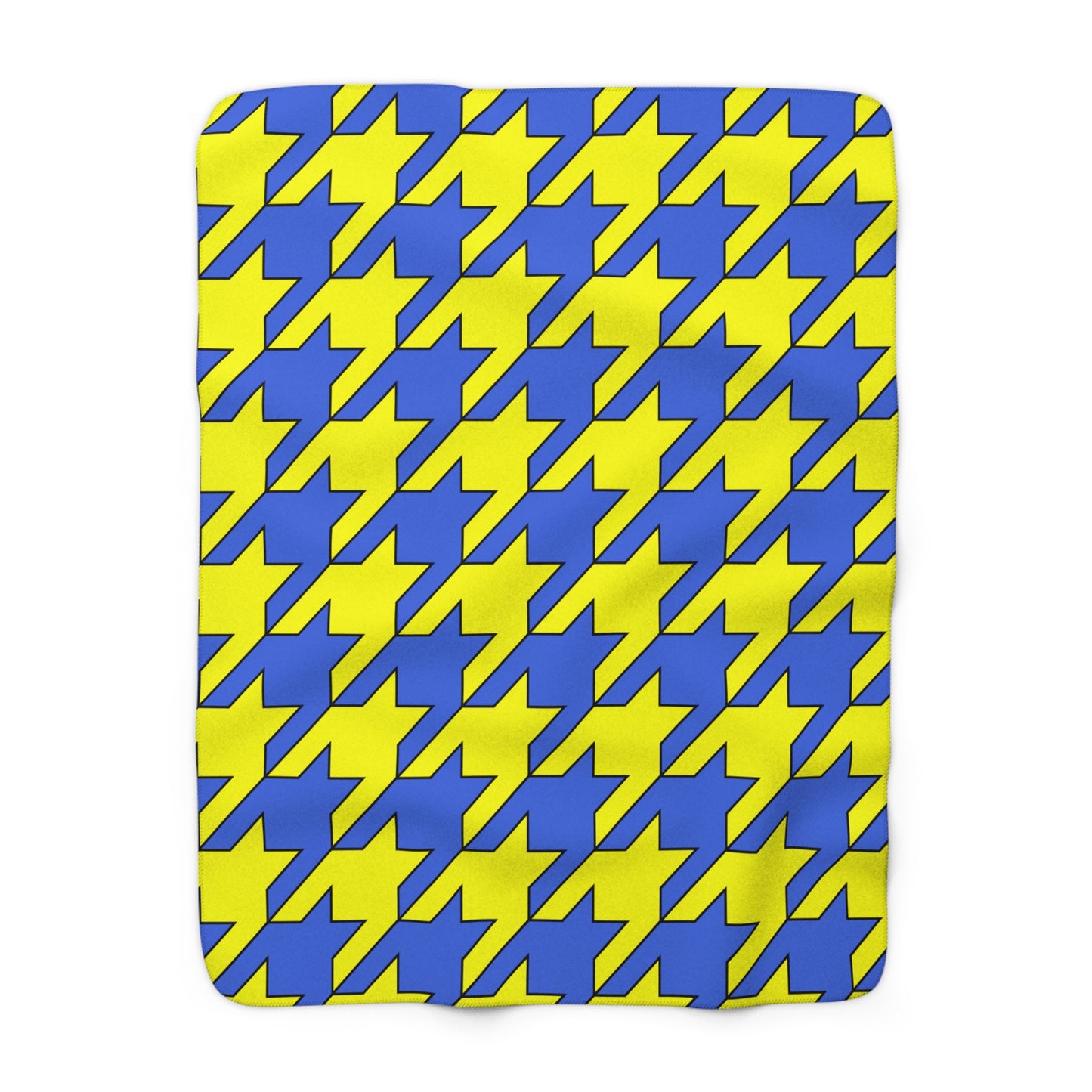 Royal Blue, Yellow Retro Houndstooth Blanket Throw