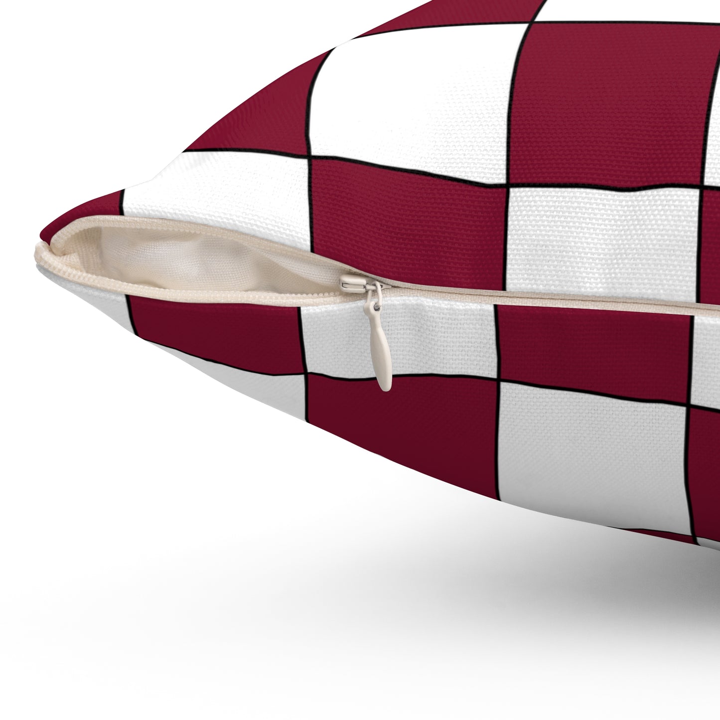 Claret, White Retro Check Cushion Pillow