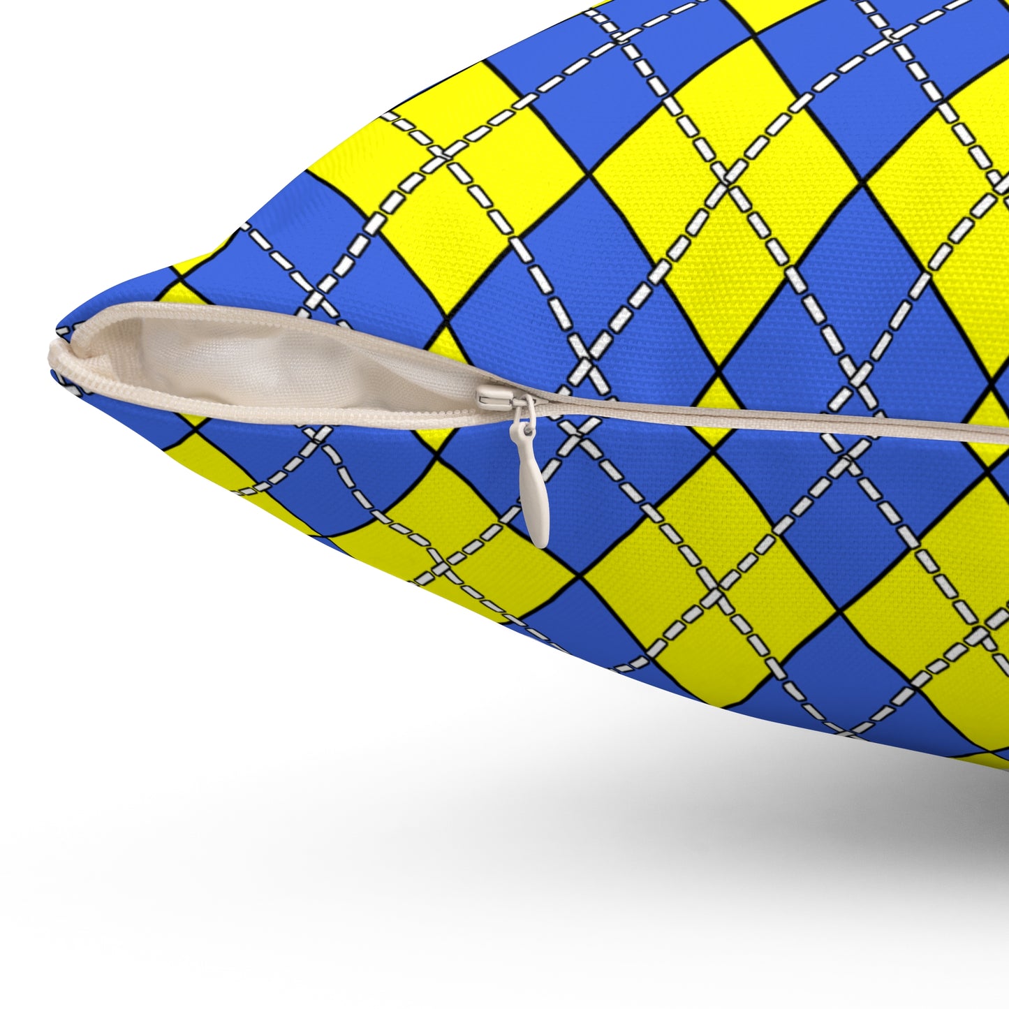 Royal Blue, Yellow Retro Argyle Cushion Pillow