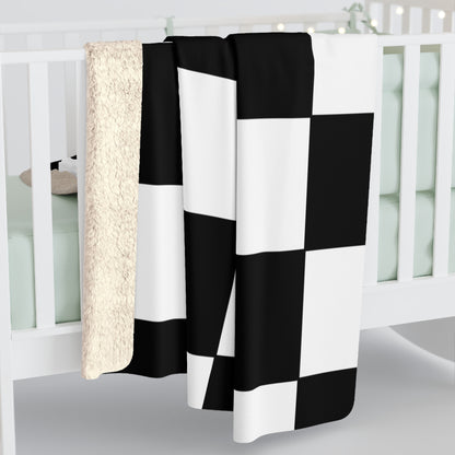 Black, White Retro Check Blanket Throw
