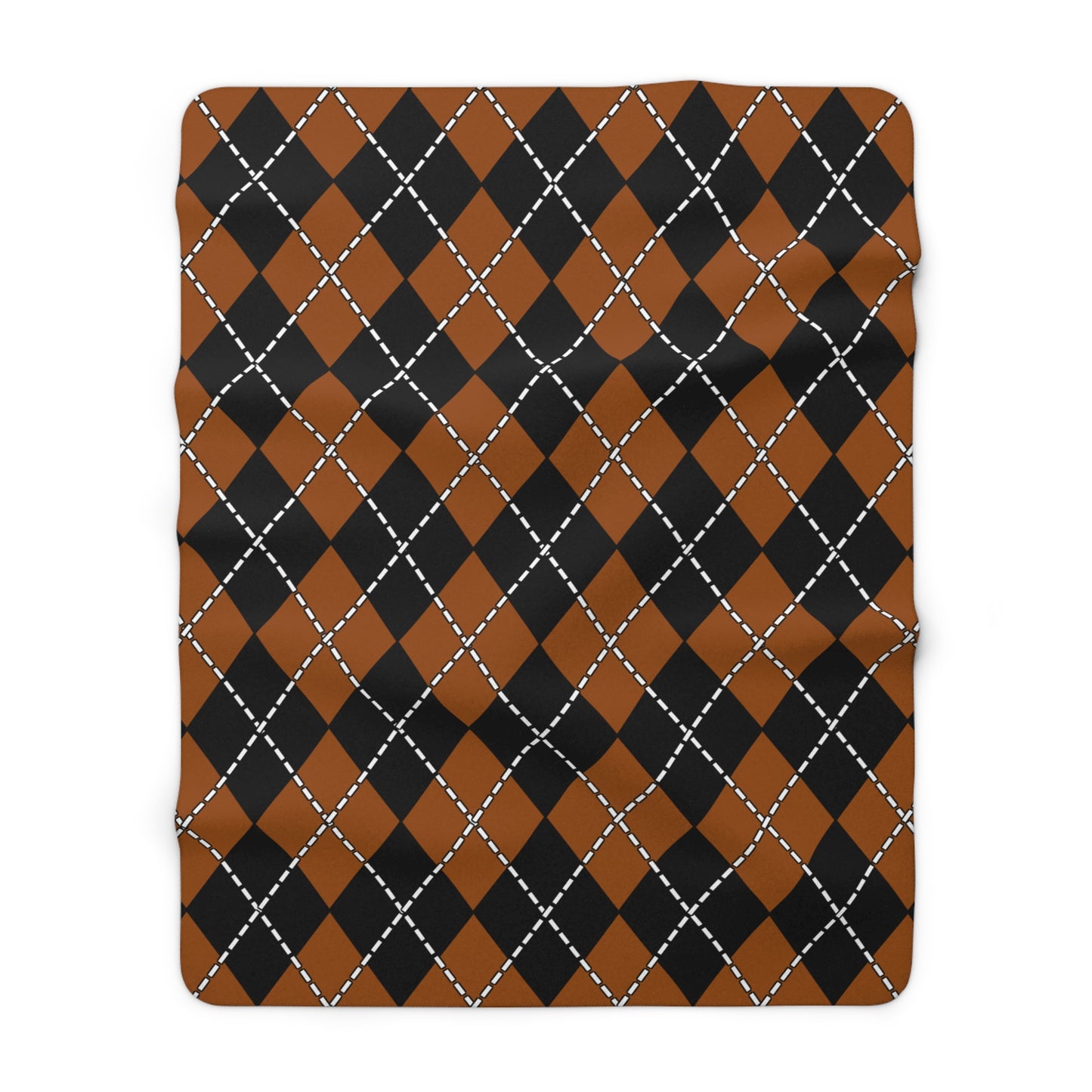Brown, Black Retro Argyle Blanket Throw