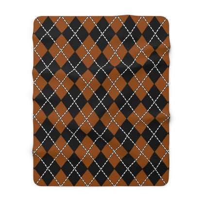 Brown, Black Retro Argyle Blanket Throw