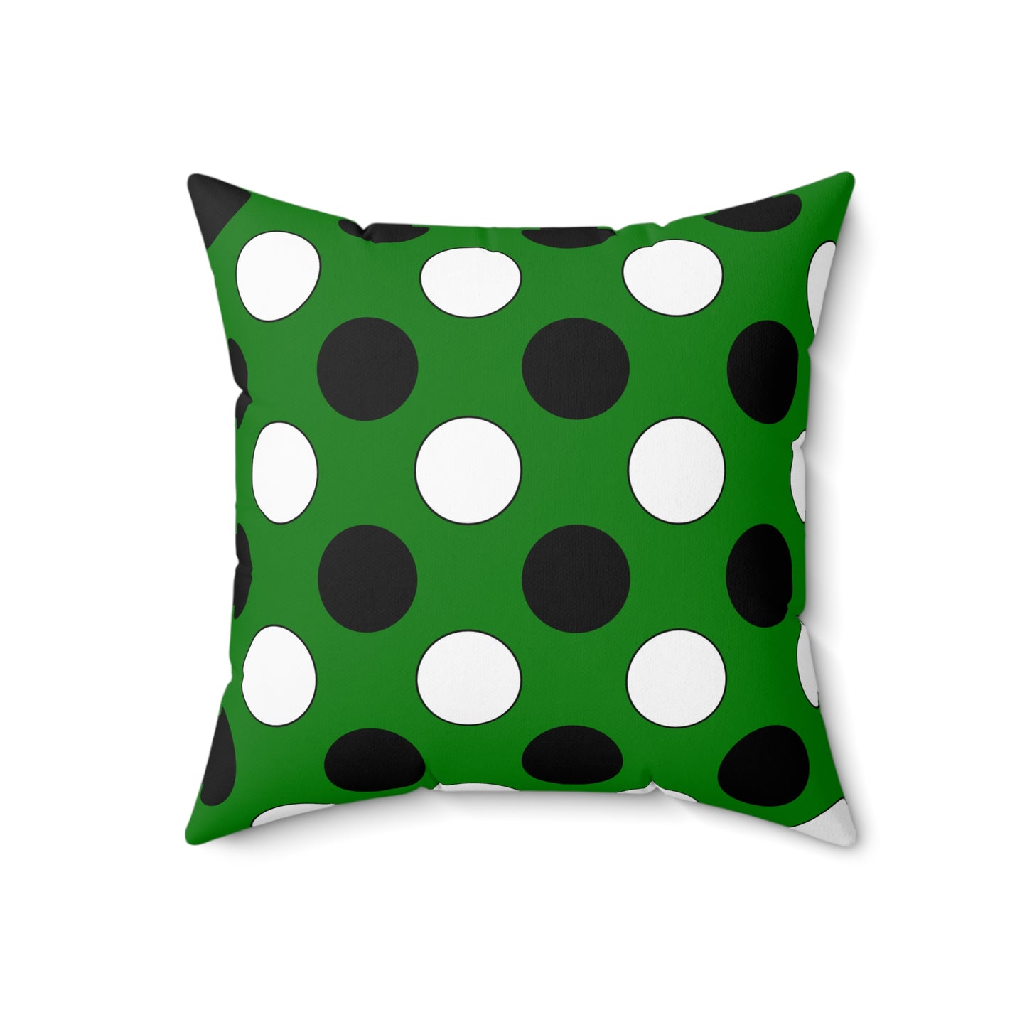 Green, Black, White Retro Polka Dots Cushion Pillow