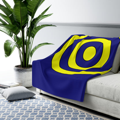 Navy Blue, Yellow Retro Target Blanket Throw