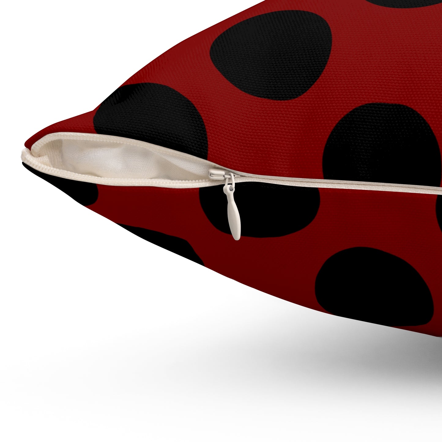 Maroon, Black Retro Polka Dots Cushion Pillow