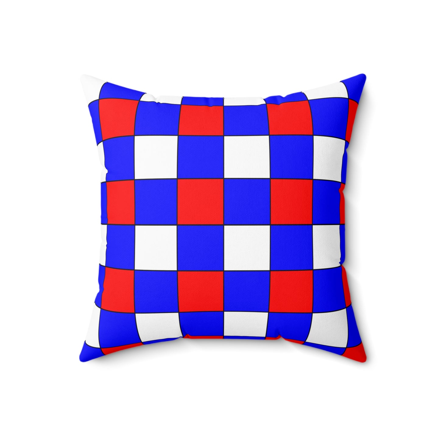 Blue, White, Red Retro Check Cushion Pillow