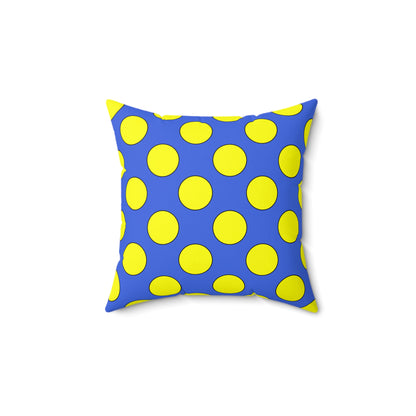 Royal Blue, Yellow Retro Polka Dots Cushion Pillow